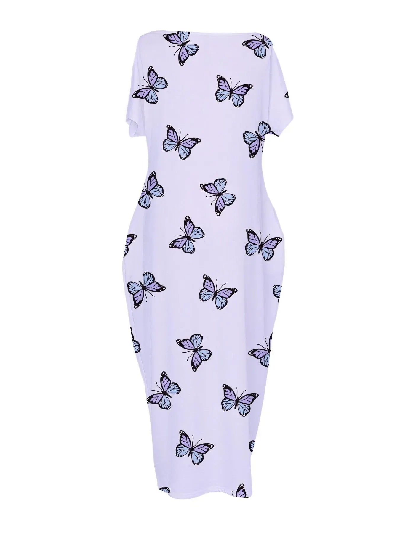 Chemise de nuit tie-dye papillons & cœurs avec poches