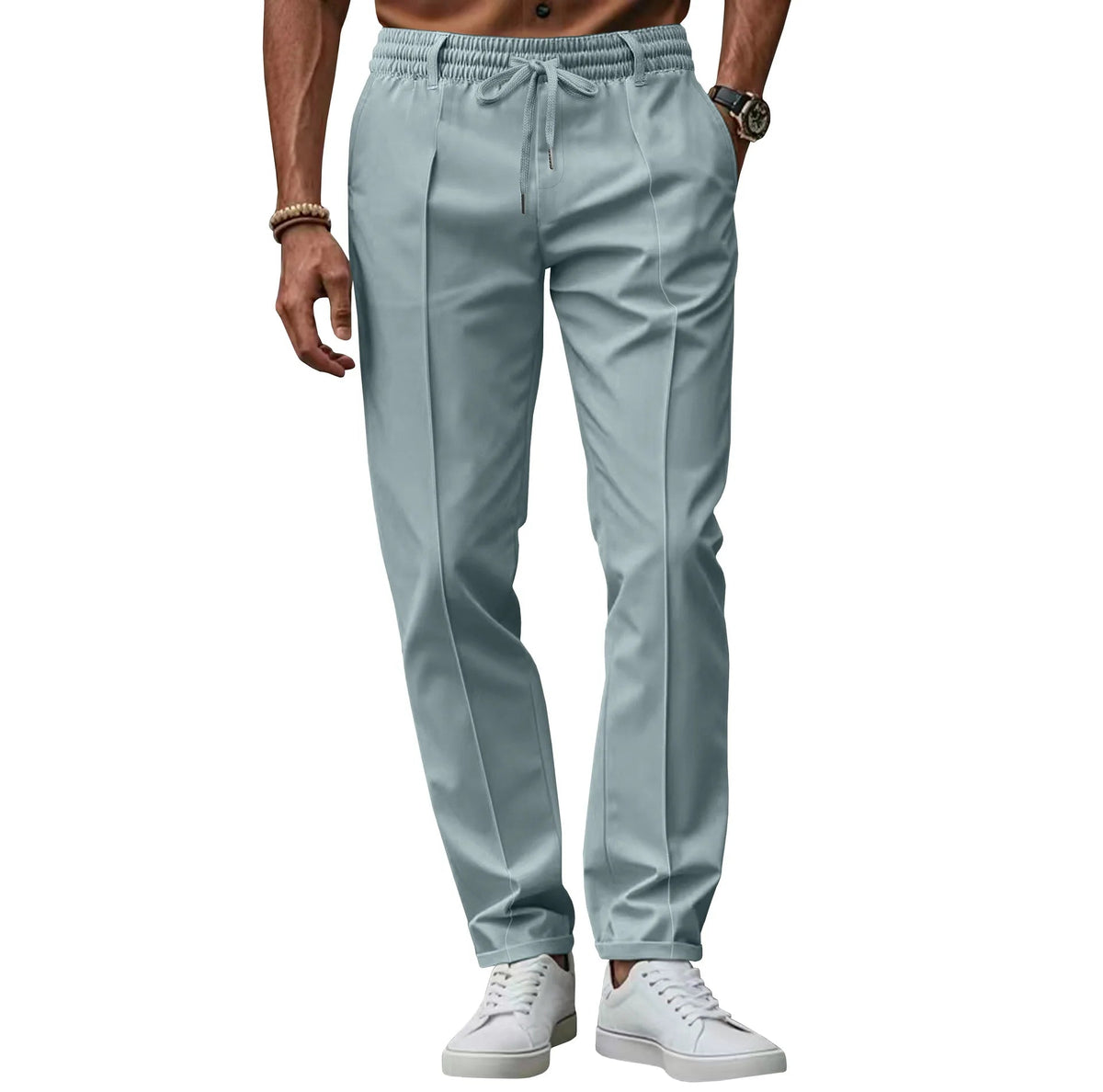 Pantalon coupe slim à cordon de serrage - Maison Flavigny