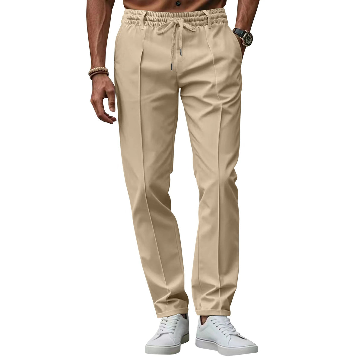 Pantalon coupe slim à cordon de serrage - Maison Flavigny