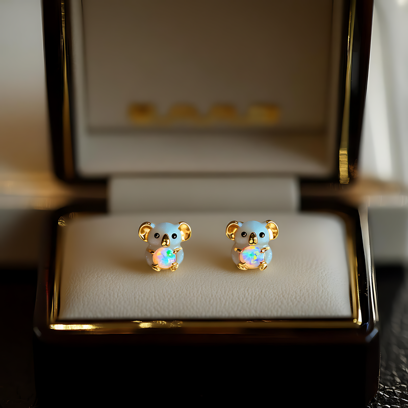 Boucles d'oreilles Koala en Opale