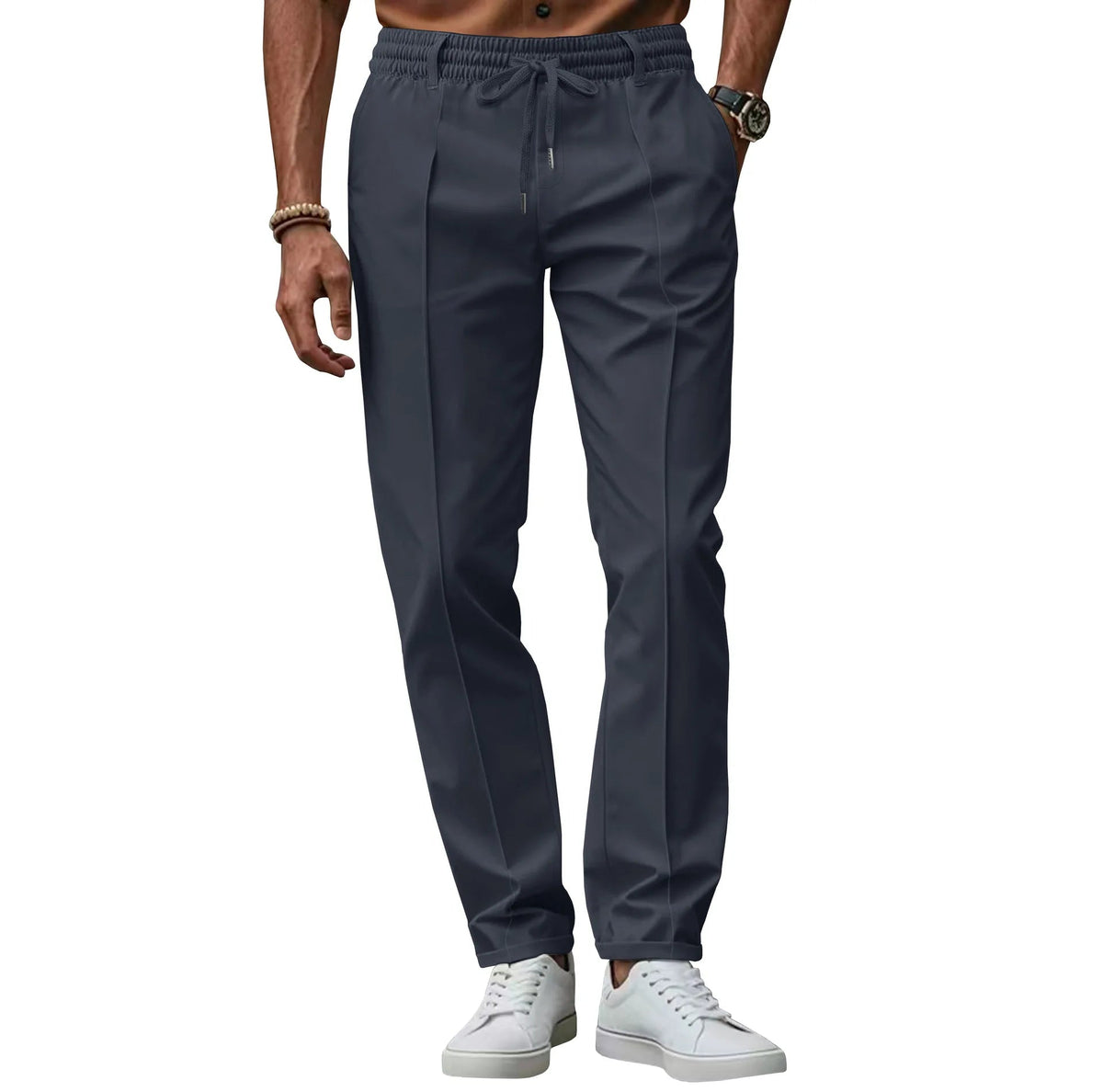 Pantalon coupe slim à cordon de serrage - Maison Flavigny