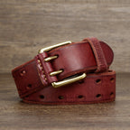 Ceinture à double ardillon en cuir - Maison Flavigny