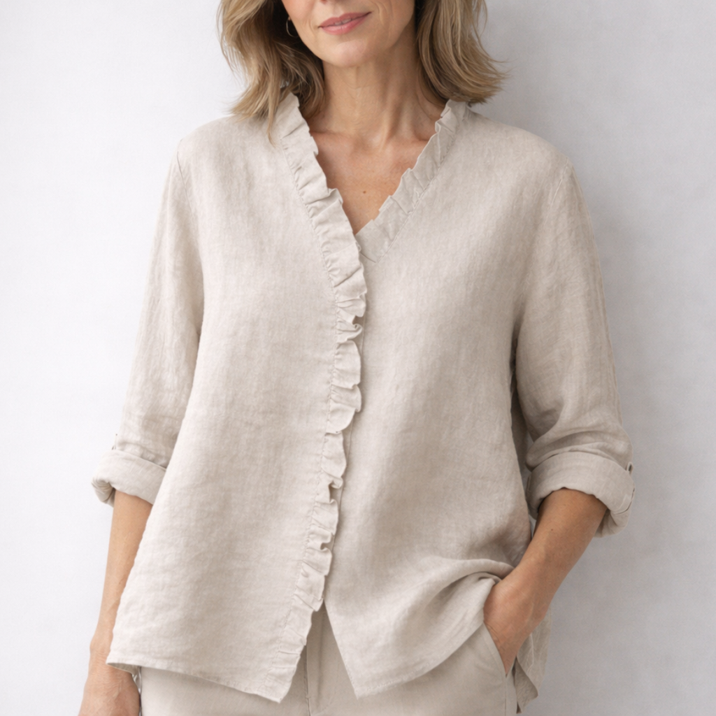 Chemise à volants en mélange coton-lin Luisa - Maison Flavigny