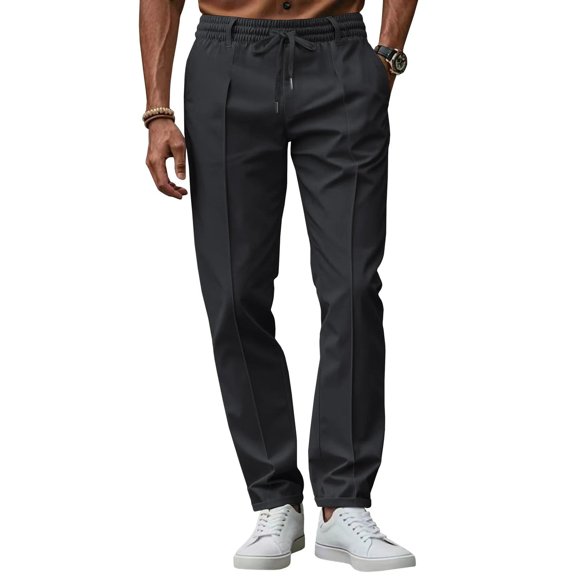 Pantalon coupe slim à cordon de serrage - Maison Flavigny