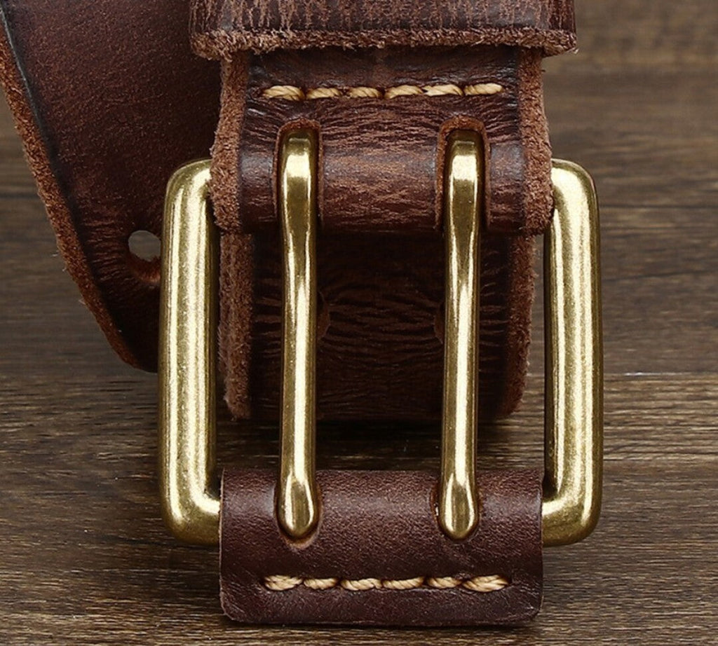Ceinture à double ardillon en cuir - Maison Flavigny