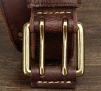 Ceinture à double ardillon en cuir - Maison Flavigny