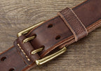 Ceinture à double ardillon en cuir - Maison Flavigny
