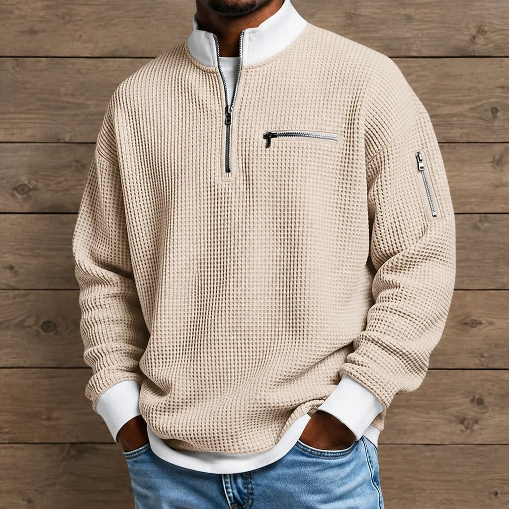 Pull à col zippé Structured - Maison Flavigny