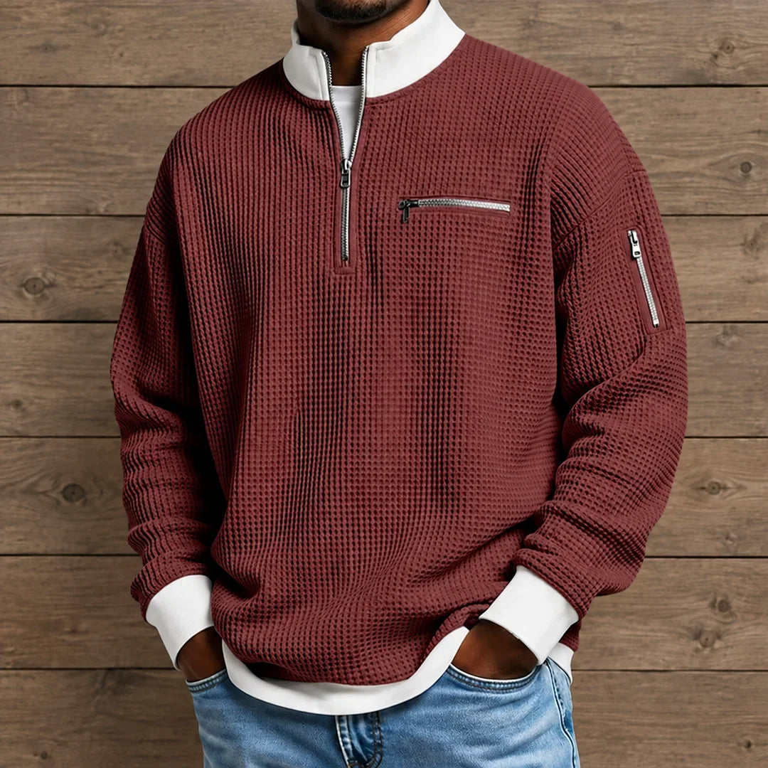 Pull à col zippé Structured - Maison Flavigny