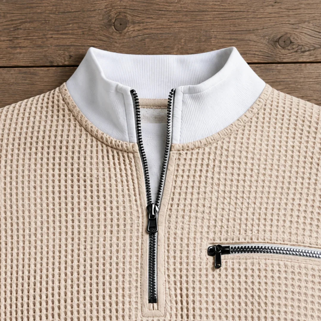 Pull à col zippé Structured - Maison Flavigny