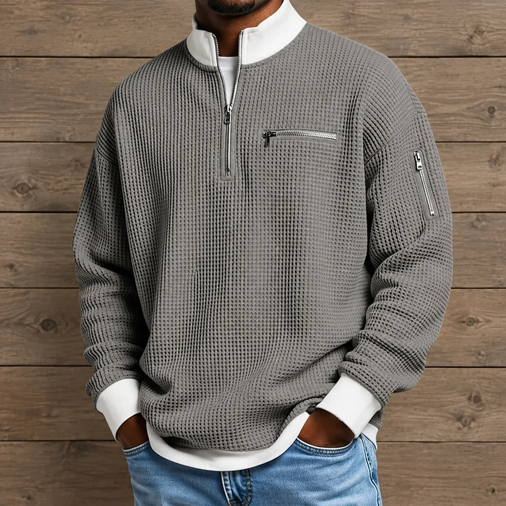 Pull à col zippé Structured - Maison Flavigny