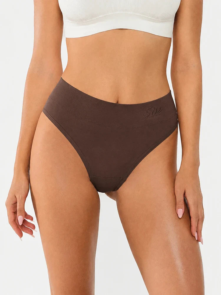 Lot de 4 strings taille haute sans coutures effet ventre plat