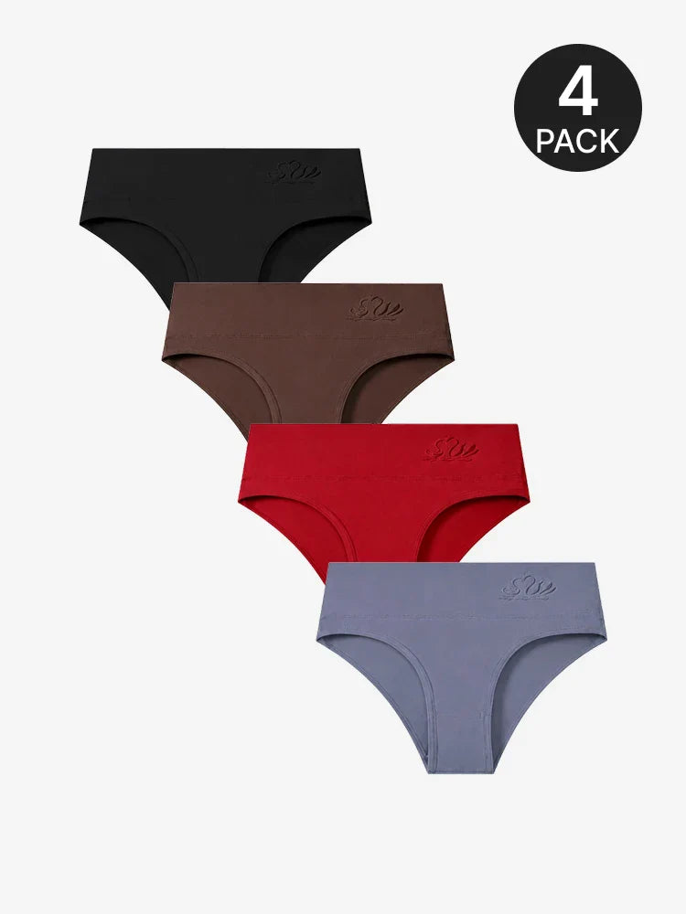 Lot de 4 strings taille haute sans coutures effet ventre plat