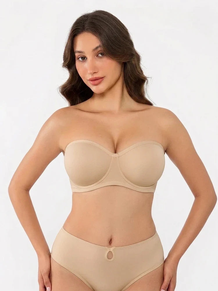 Soutien-gorge balconnet bandeau à armatures en tulle transparent
