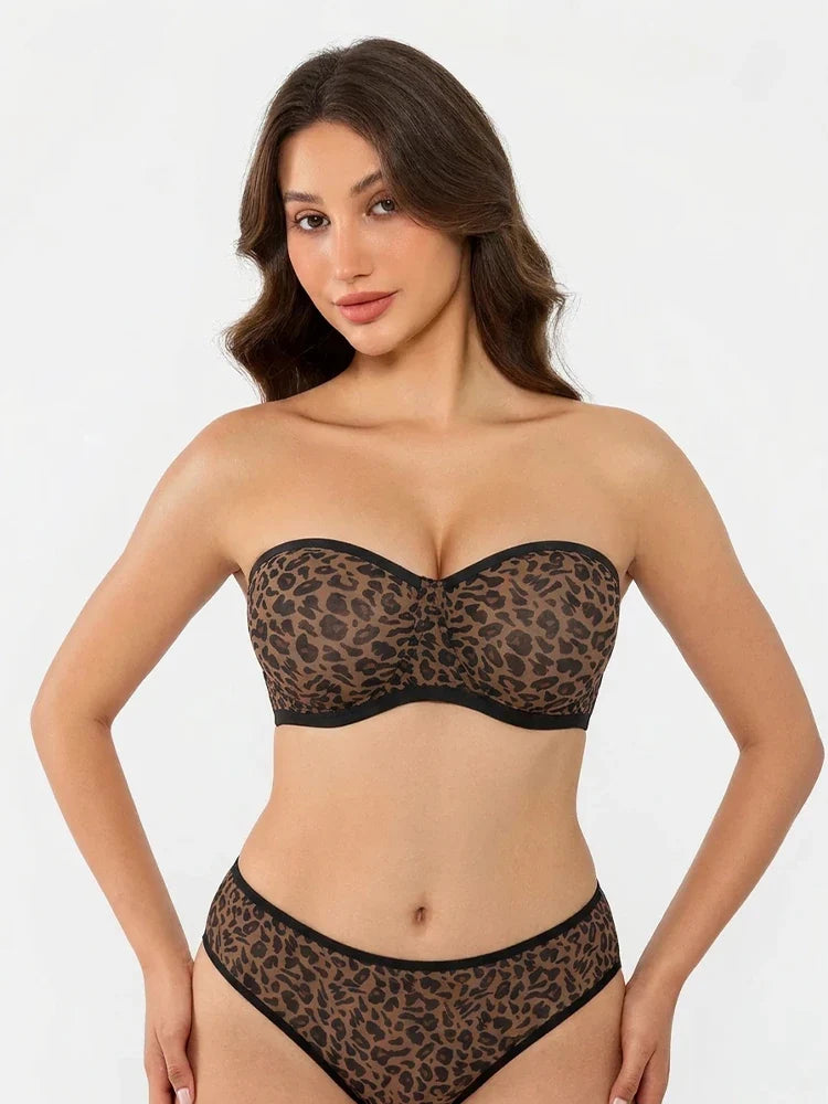 Soutien-gorge balconnet bandeau à armatures en tulle transparent