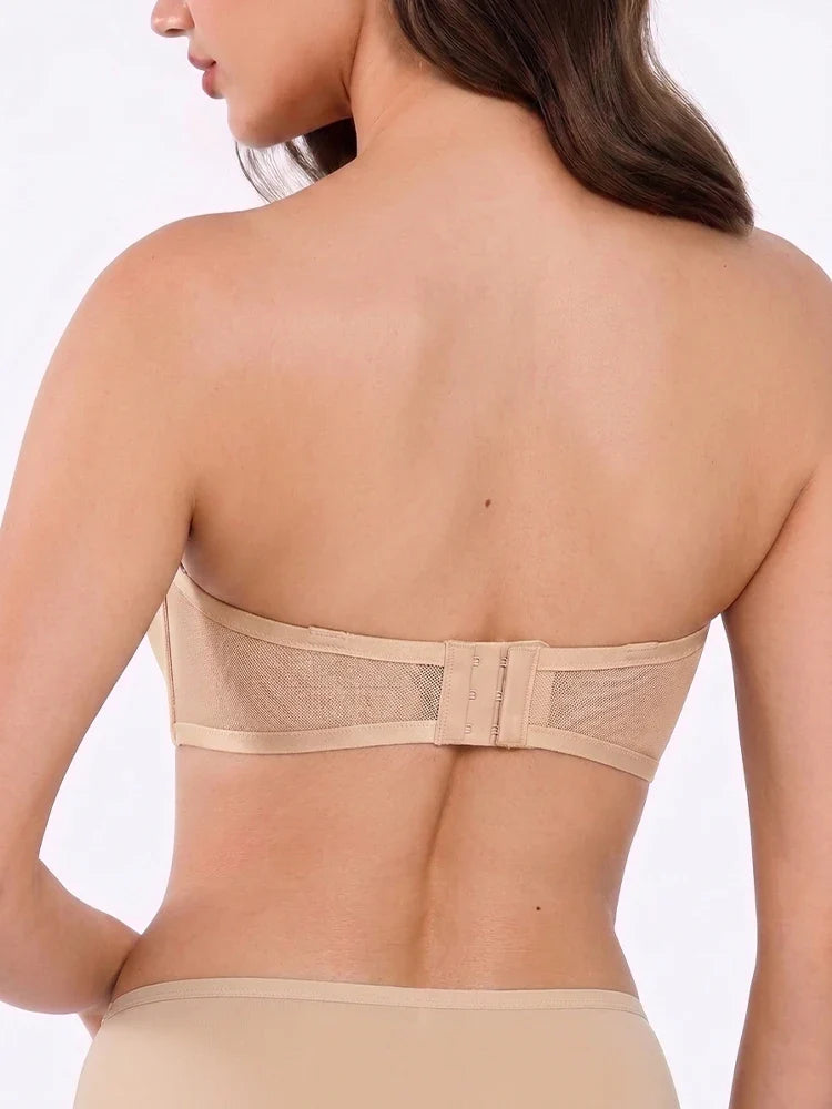 Soutien-gorge balconnet bandeau à armatures en tulle transparent