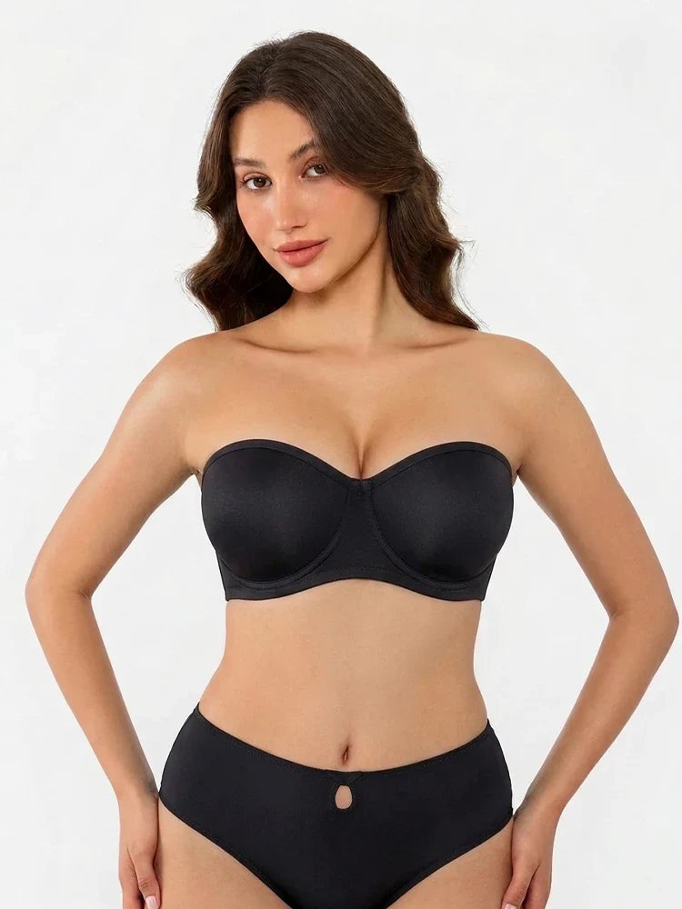 Soutien-gorge balconnet bandeau à armatures en tulle transparent