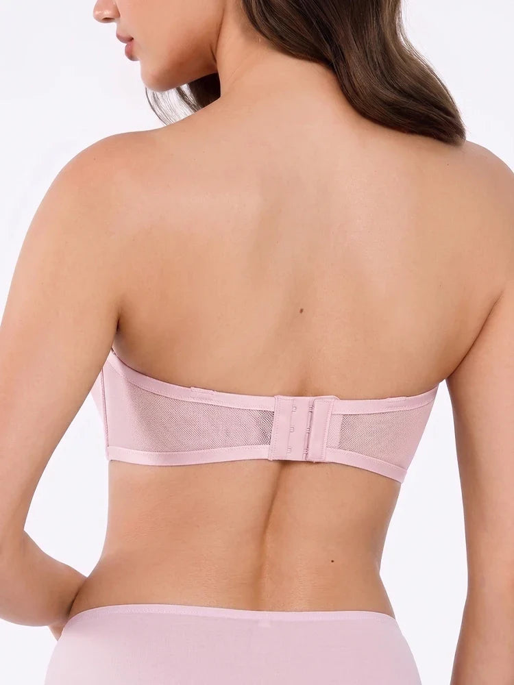 Soutien-gorge balconnet bandeau à armatures en tulle transparent