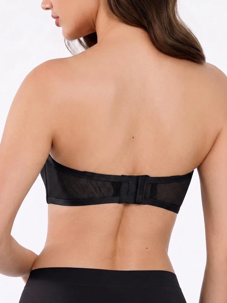 Soutien-gorge balconnet bandeau à armatures en tulle transparent