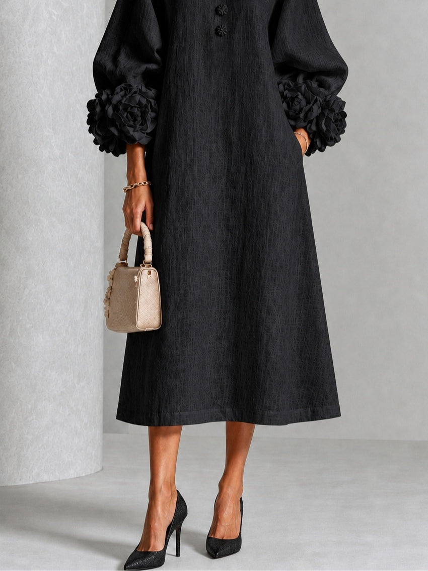 Robe midi fleurie boutonnée - Maison Flavigny