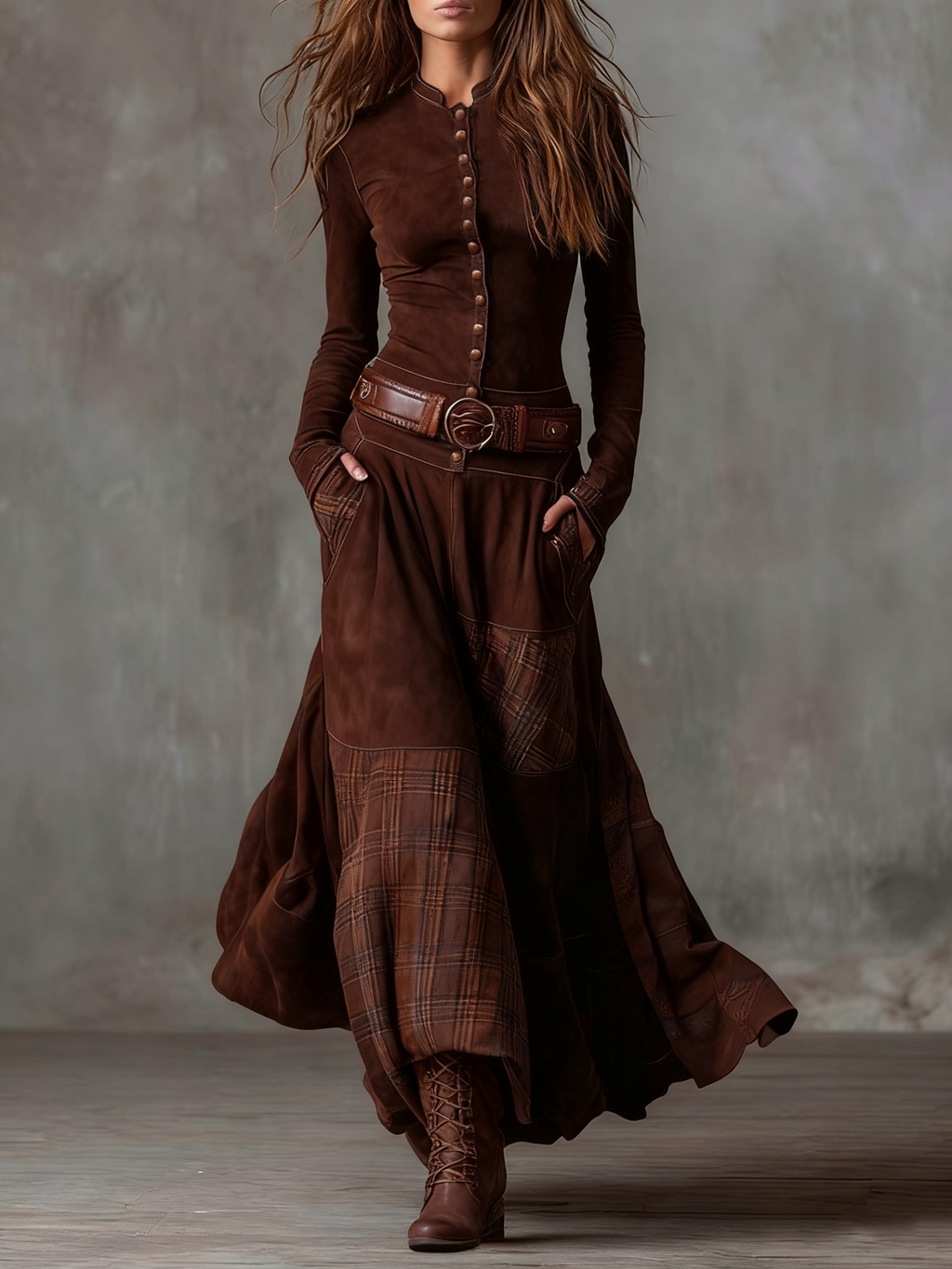 Robe en daim Elisa - Maison Flavigny