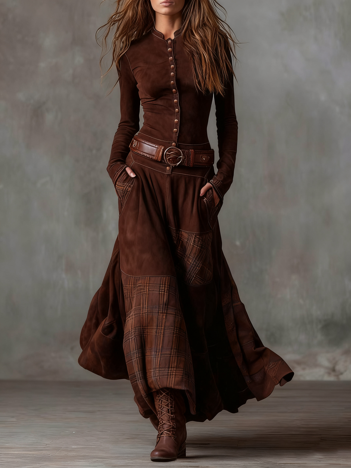 Robe en daim Elisa - Maison Flavigny