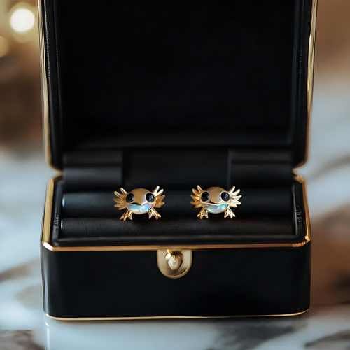 Boucles d'oreilles Axolotl en Opale