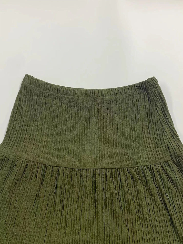Ensemble 2 pièces top sans manches et jupe longue plissée