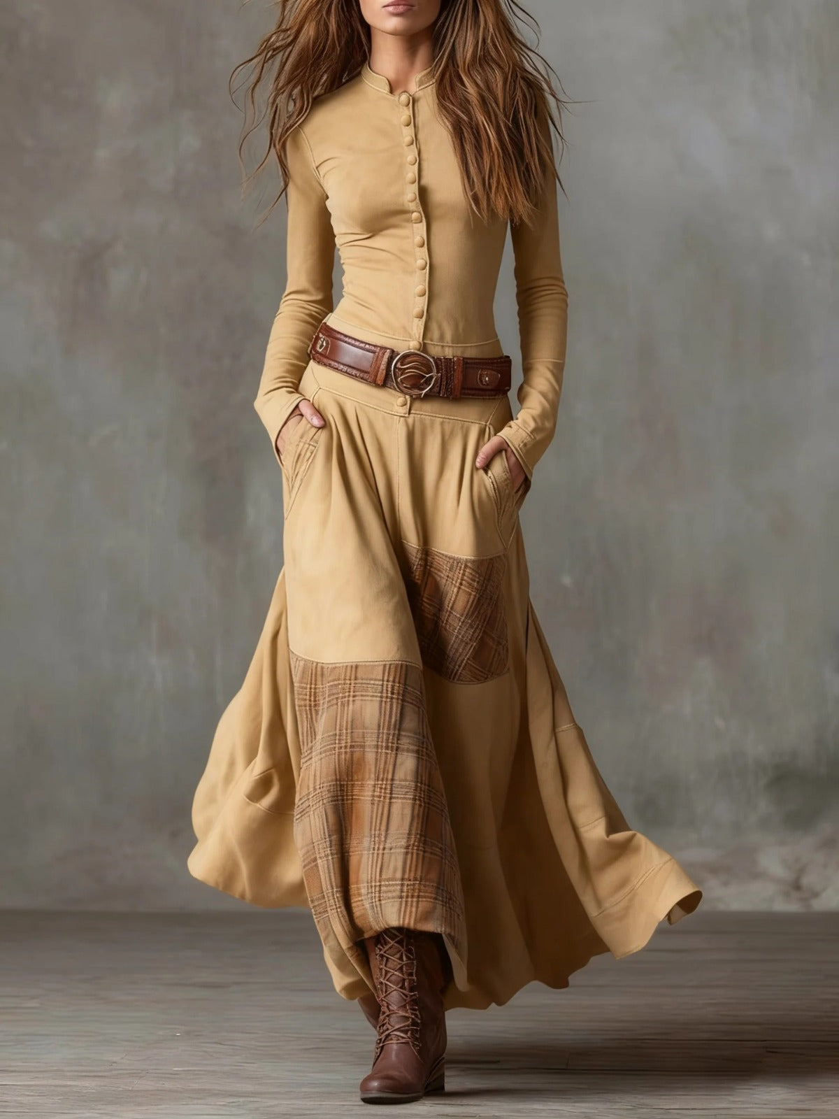 Robe en daim Elisa - Maison Flavigny