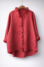 Chemise à volants en mélange coton-lin Luisa - Maison Flavigny