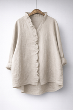 Chemise à volants en mélange coton-lin Luisa - Maison Flavigny