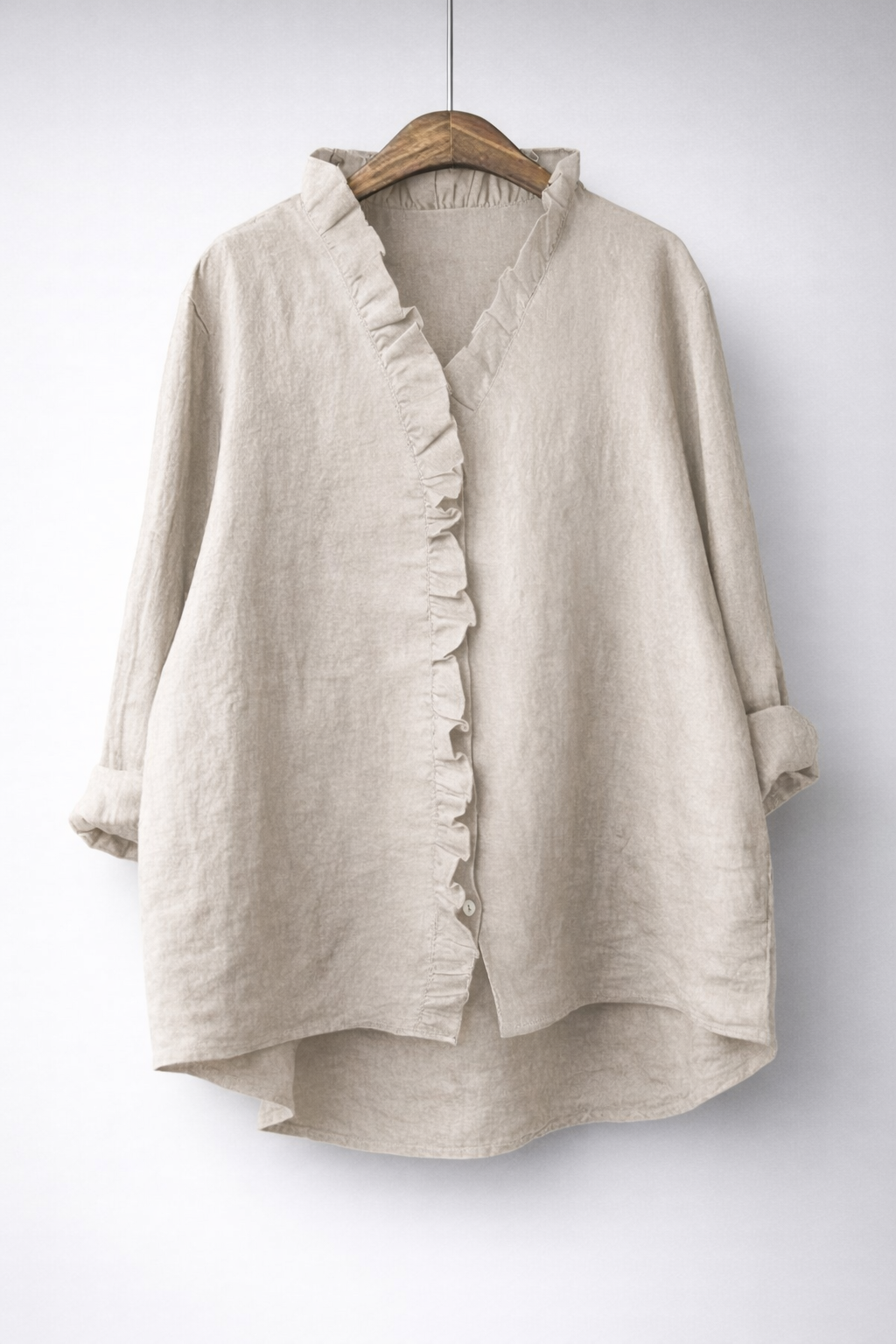Chemise à volants en mélange coton-lin Luisa - Maison Flavigny