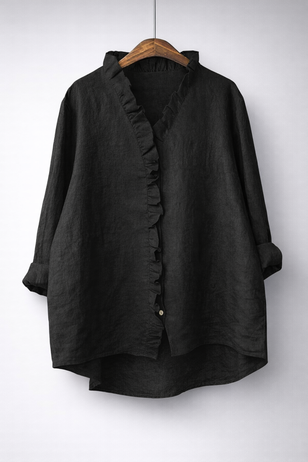 Chemise à volants en mélange coton-lin Luisa - Maison Flavigny