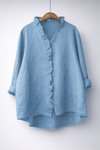 Chemise à volants en mélange coton-lin Luisa - Maison Flavigny