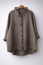 Chemise à volants en mélange coton-lin Luisa - Maison Flavigny