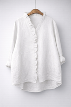 Chemise à volants en mélange coton-lin Luisa - Maison Flavigny