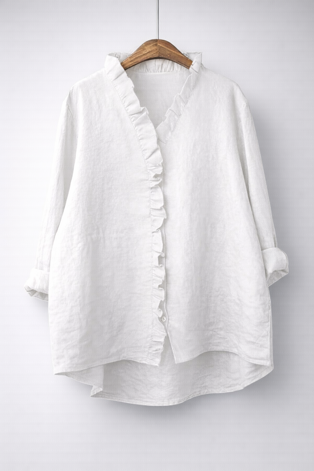 Chemise à volants en mélange coton-lin Luisa - Maison Flavigny