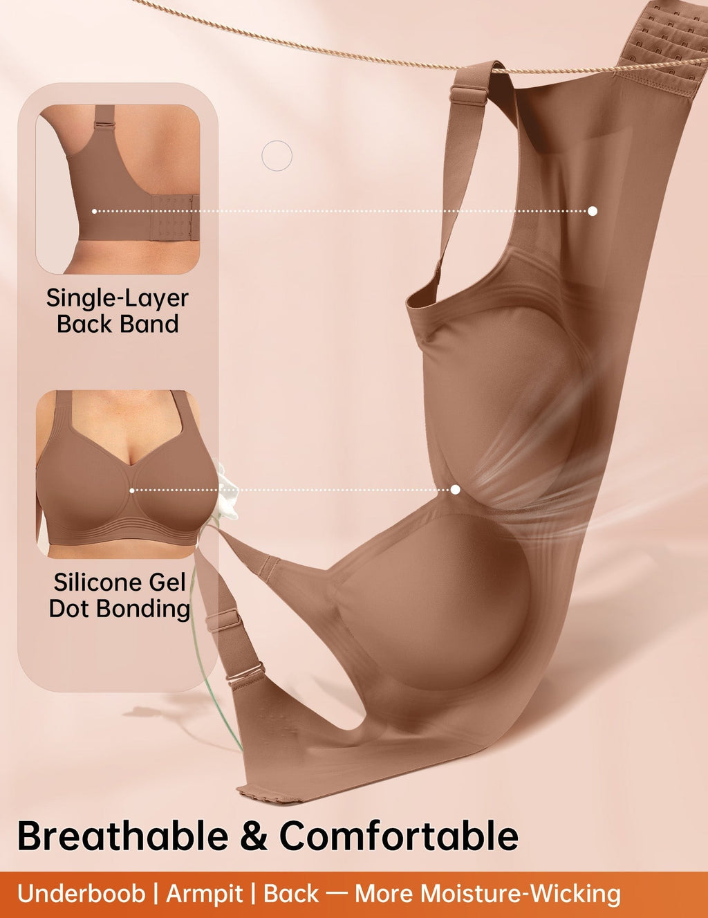 Soutien-gorge gel grande taille sans coutures – Maintien confort