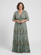 Robe longue fleurie à manches courtes Emerie - Maison Flavigny