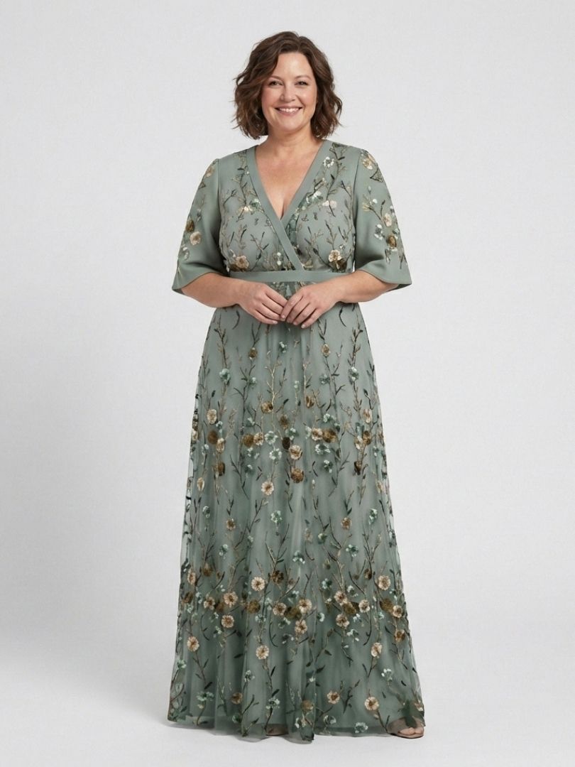 Robe longue fleurie à manches courtes Emerie - Maison Flavigny