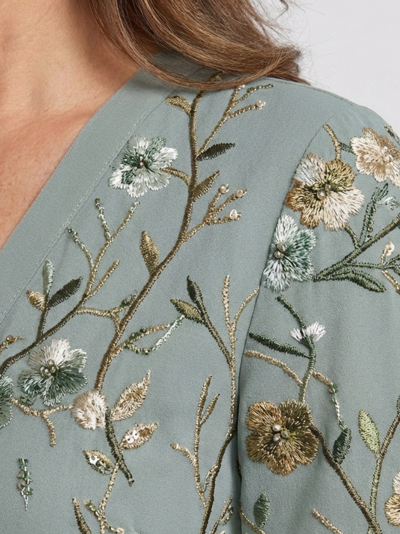 Robe longue fleurie à manches courtes Emerie - Maison Flavigny