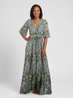 Robe longue fleurie à manches courtes Emerie - Maison Flavigny