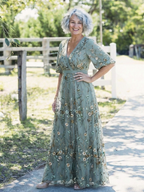 Robe longue fleurie à manches courtes Emerie - Maison Flavigny