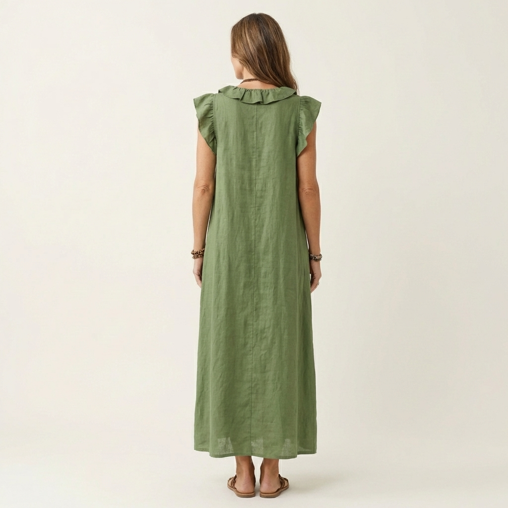 Robe longue à volants Josette - Maison Flavigny