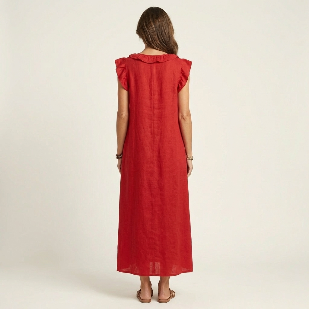 Robe longue à volants Josette - Maison Flavigny