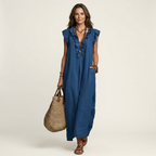 Robe longue à volants Josette - Maison Flavigny