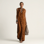Robe longue boutonnée à capuche sans manches Mirabell - Maison Flavigny