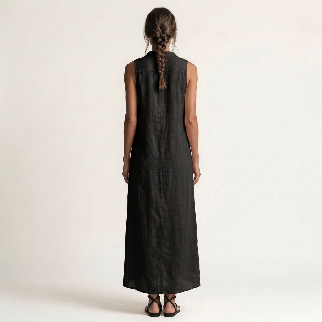 Robe longue boutonnée à capuche sans manches Mirabell - Maison Flavigny