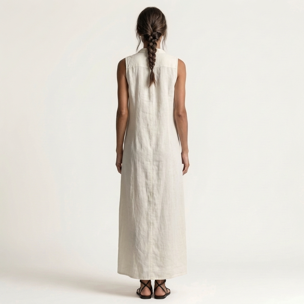 Robe longue boutonnée à capuche sans manches Mirabell - Maison Flavigny