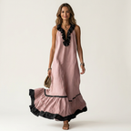 Robe longue à volants sans manches Mayline - Maison Flavigny